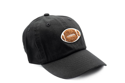 Black Football Patch Baseball Hat for Kids