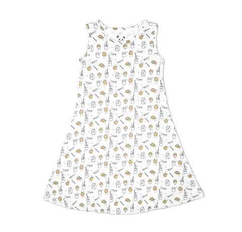 Bellabu Bear Milk & Cookies White Bamboo Girls' Sleeveless Dress, 5T Bellabu Bear Milk & Cookies White Bamboo Girls' Sleeveless Dress, 5T