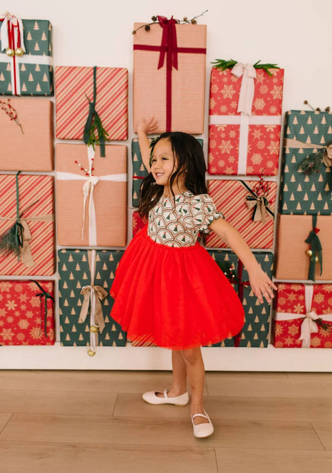 Aura Tulle Dress in Lattice Tree