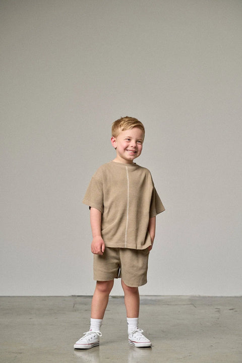 Acid Wash Waffle Short - Mushroom