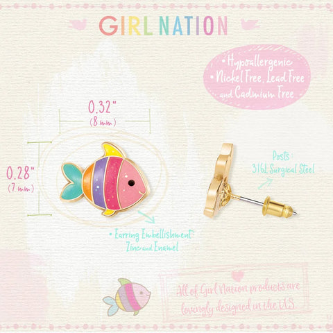 Cutie Stud Earrings | Glitter Rainbow Fish
