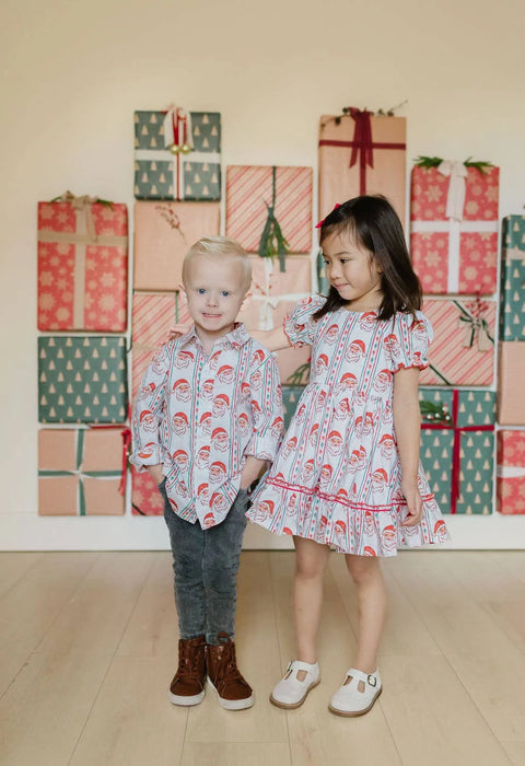 Aura Poplin Dress in Vintage Santa