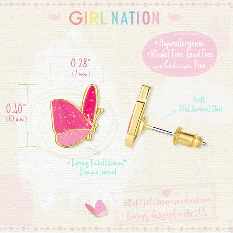 Cutie Stud Earrings | Glitter Butterfly
