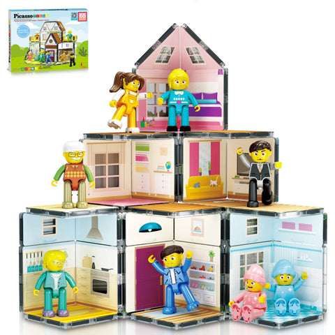 Family Homestead Doll House Magnetic Building Tile Set