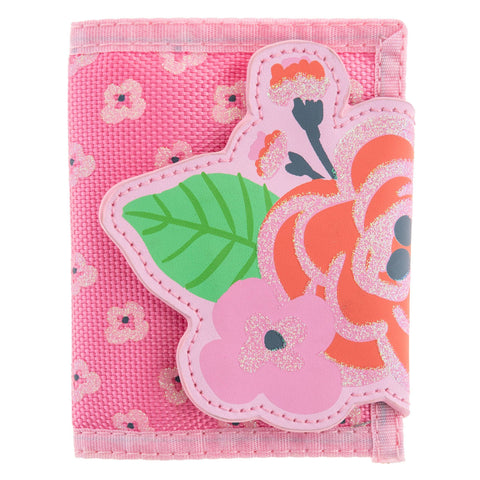 Kids Tri-Fold Wallet -  Blue Flower