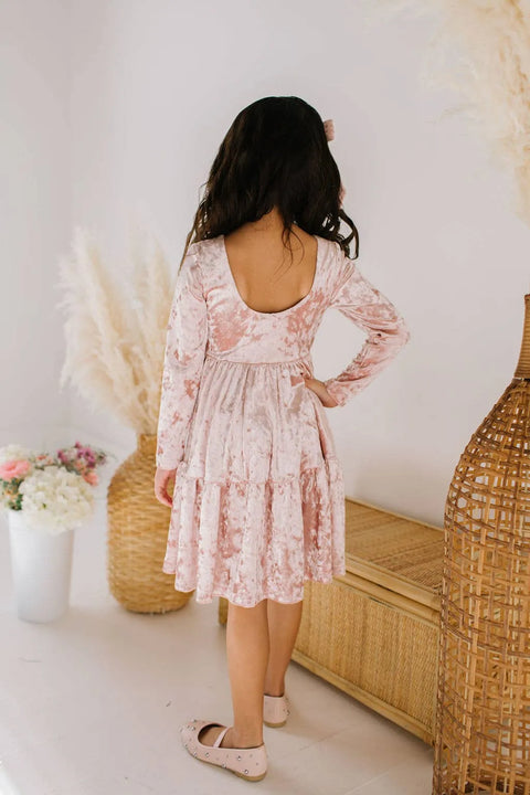 Gwendolyn Ruffle Dress in Crushed Blush