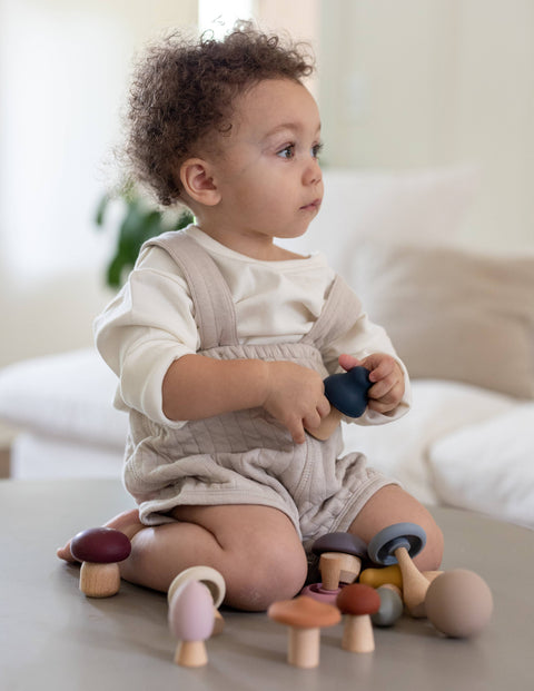 Mushroom Wood & Silicone Teething Toy