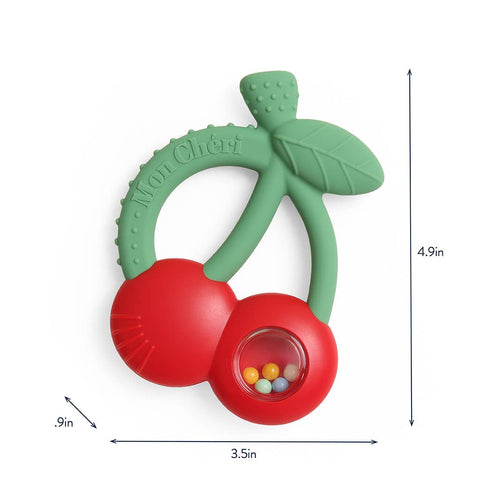 Bitzy Shake™ Silicone Teether with Rattle - Cherry