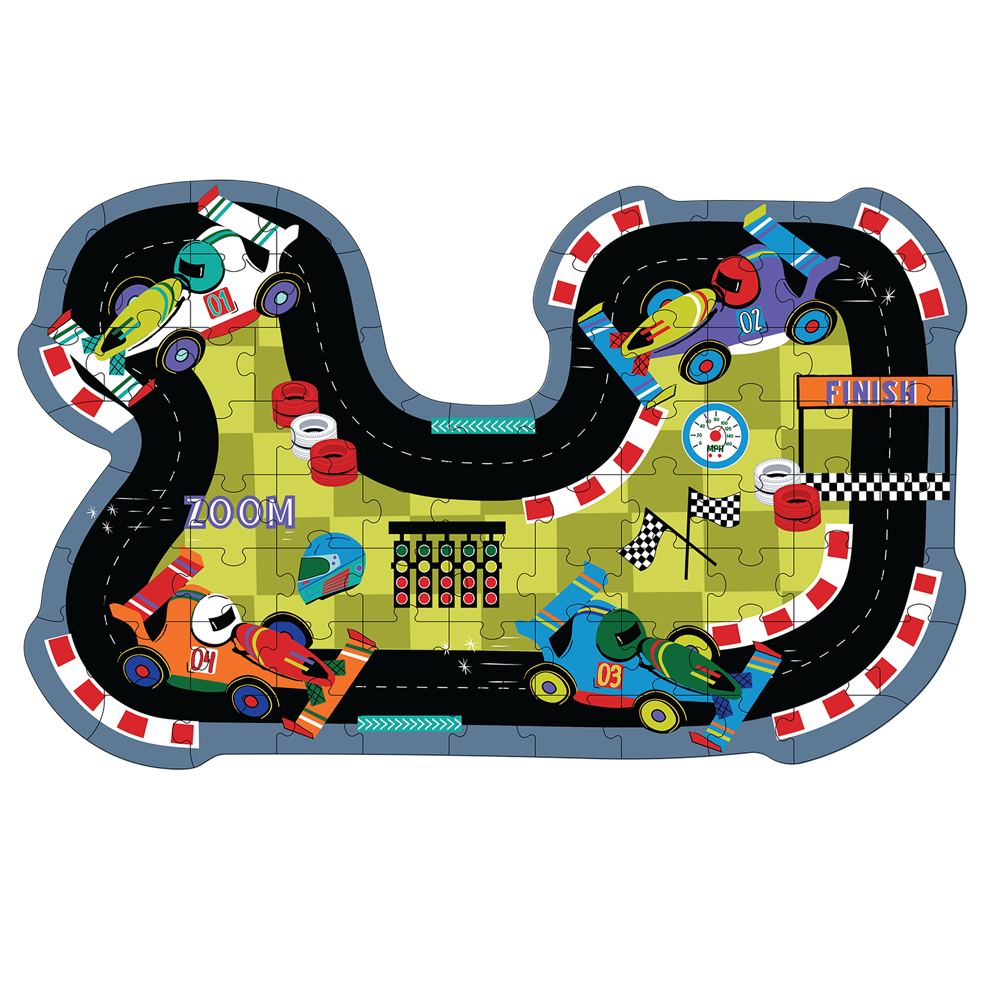 Cars Race Track 80 Piece Puzzle - Floss and Rock