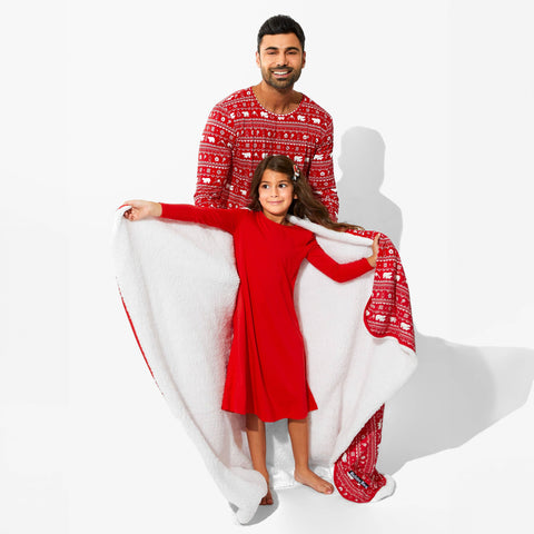 Girls' Long Sleeve Bamboo Dress/Nightgown - Berry Red