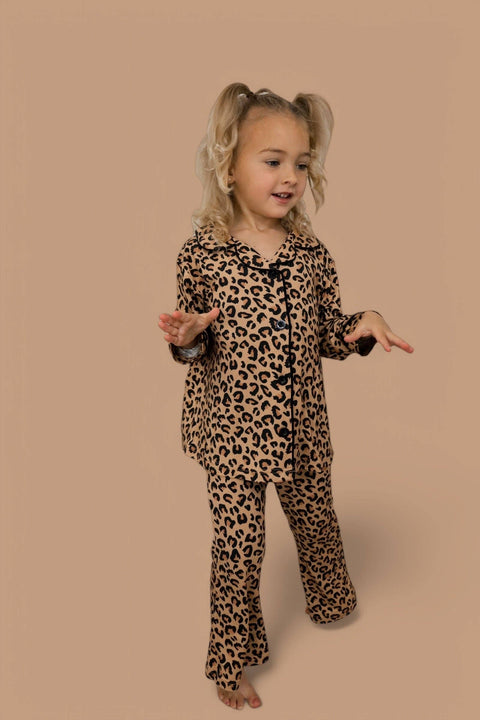 Girls Flare Bamboo Pajama Set - Leopard Dream