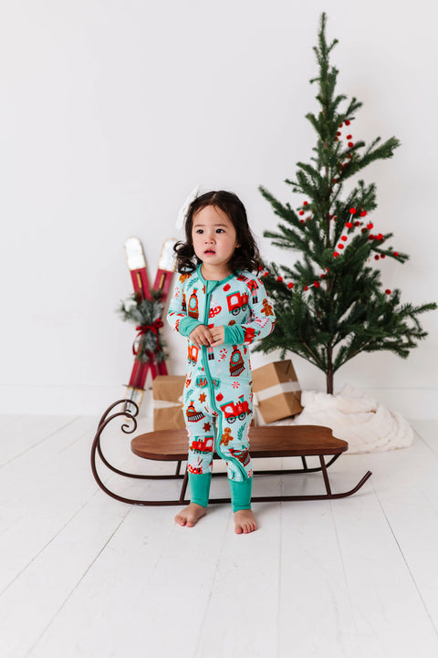 Christmas Express Convertible Footie Pajama - Kiki + Lulu