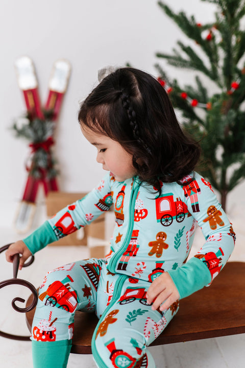 Christmas Express Convertible Footie Pajama - Kiki + Lulu