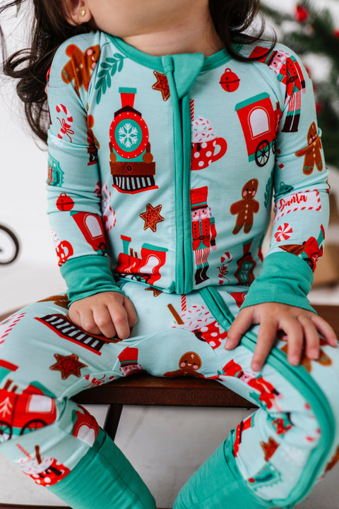 Christmas Express Convertible Footie Pajama - Kiki + Lulu