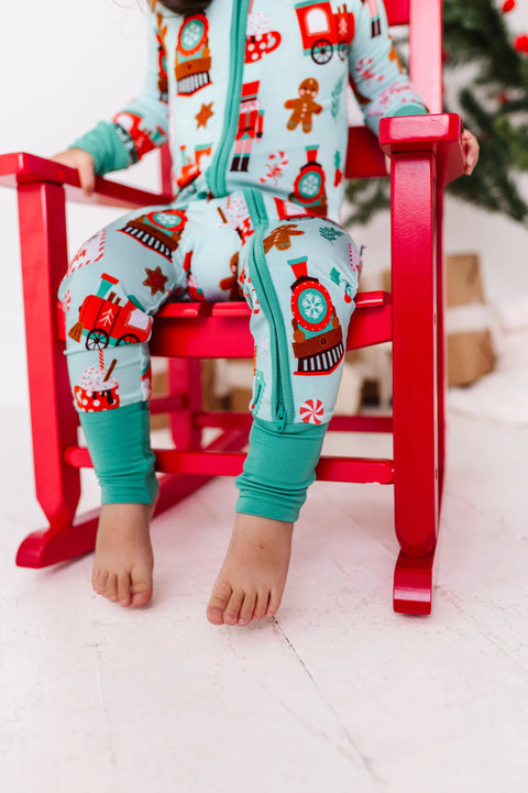 Christmas Express Convertible Footie Pajama - Kiki + Lulu