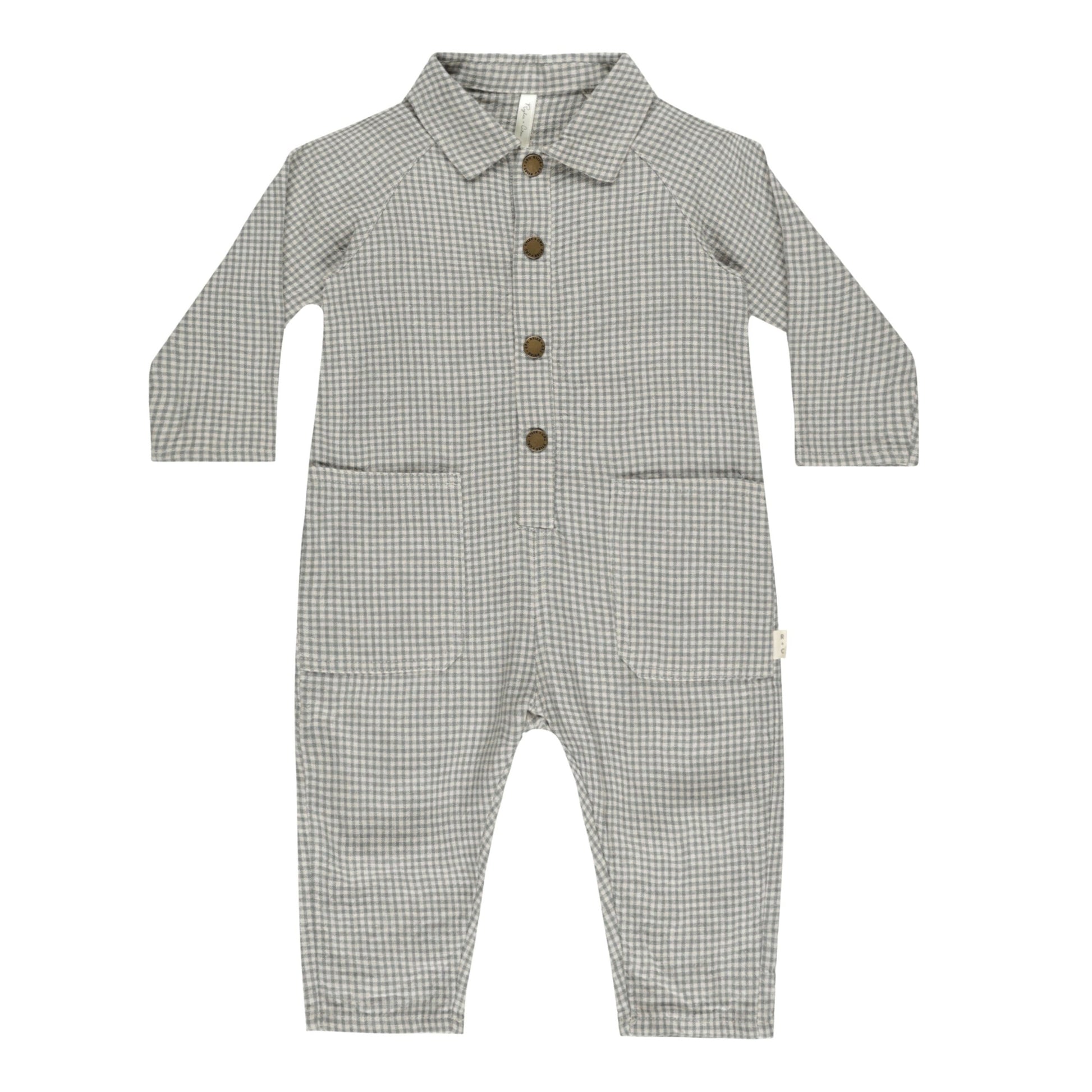 Collared Baby Jumpsuit | Forest Gingham - Rylee + Cru