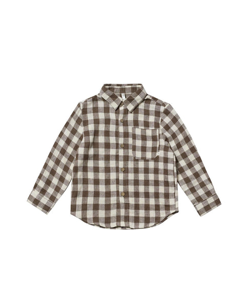 Collared Long Sleeve Shirt | Charcoal Check - Butterbugboutique