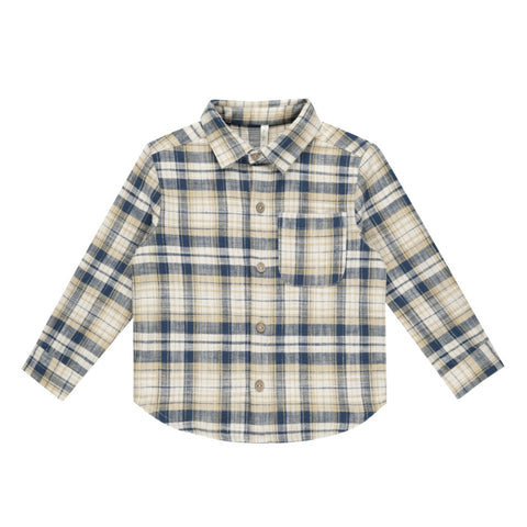 Collared Long Sleeve Shirt | Indigo Plaid - Rylee + Cru