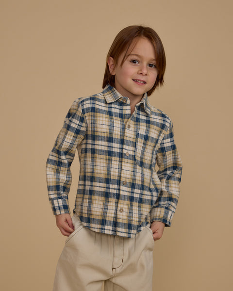 Collared Long Sleeve Shirt | Indigo Plaid - Rylee + Cru