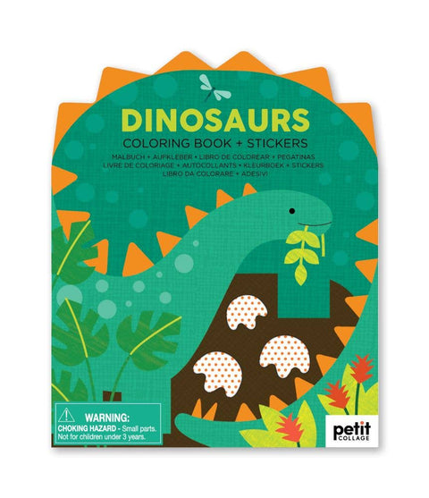 Coloring Book With Stickers: Dinosaurs - Petit Collage