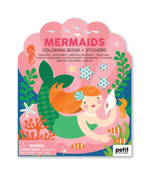 Coloring Book With Stickers: Mermaids - Petit Collage