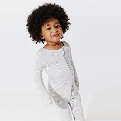 Constellation Grey Bamboo Convertible Footie Pajama - Bellabu Bear