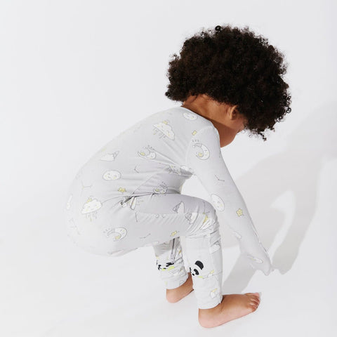 Constellation Grey Bamboo Convertible Footie Pajama - Bellabu Bear