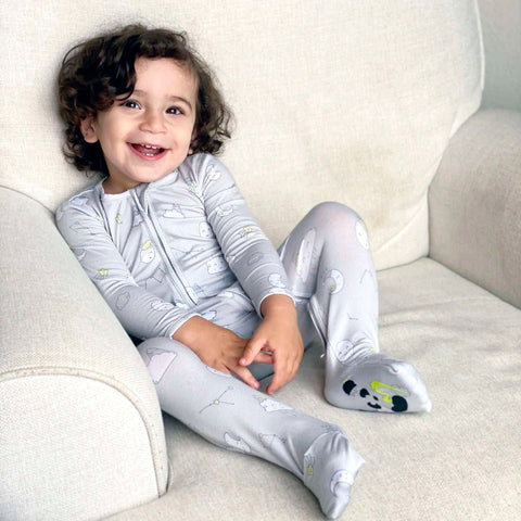 Constellation Grey Bamboo Convertible Footie Pajama - Bellabu Bear