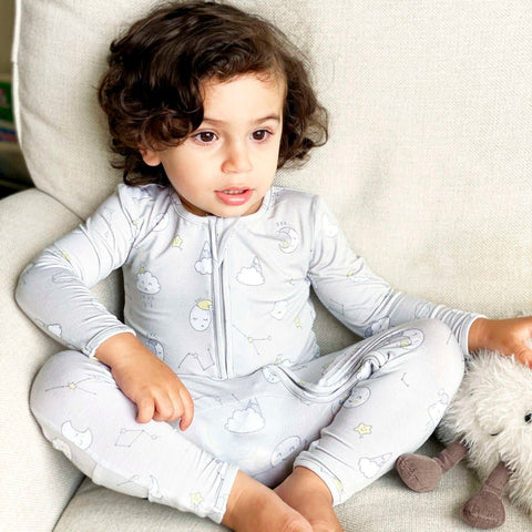 Constellation Grey Bamboo Convertible Footie Pajama - Bellabu Bear