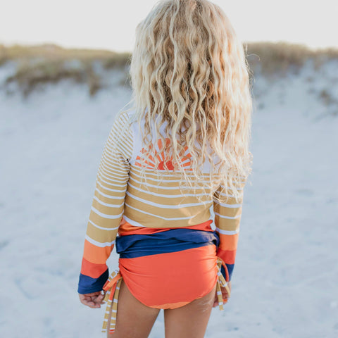 Coral Navy Sunset Rash Guard Swimsuit - Oopsie Daisy