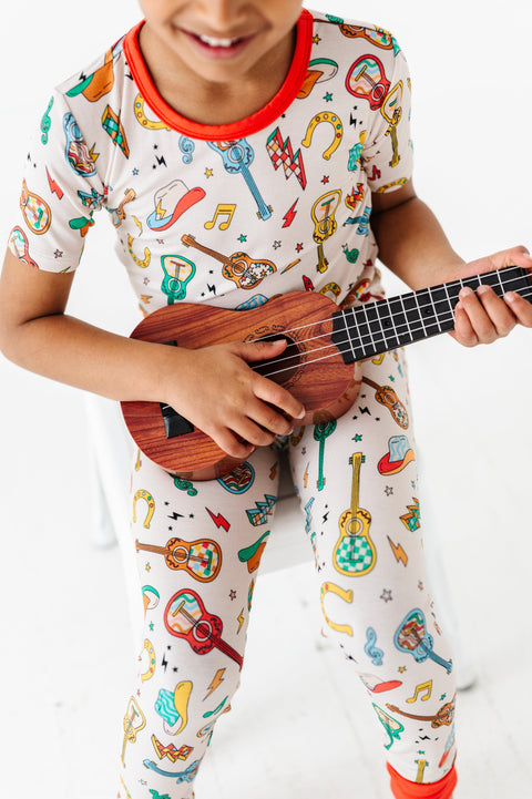 Cowboy Guitars Kids Bamboo Pajamas - Kiki + Lulu