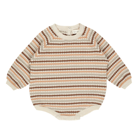 Crewneck Romper | Honeycomb Stripe - Rylee + Cru