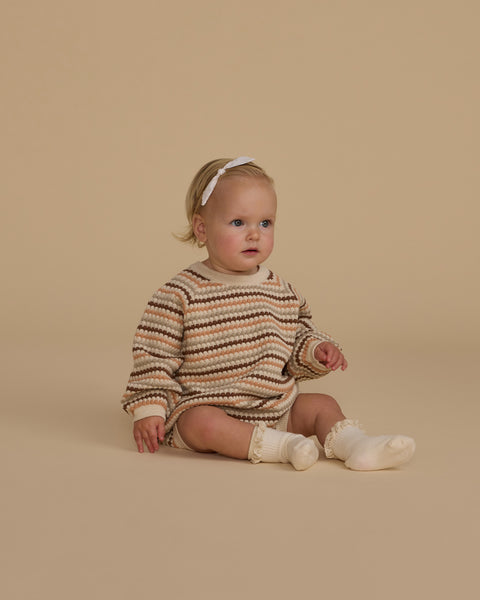 Crewneck Romper | Honeycomb Stripe - Rylee + Cru