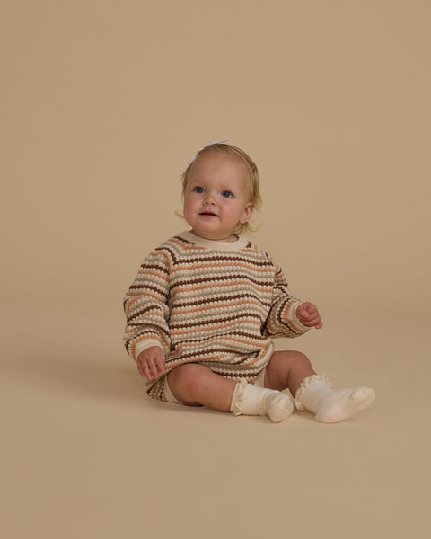 Crewneck Romper | Honeycomb Stripe - Rylee + Cru