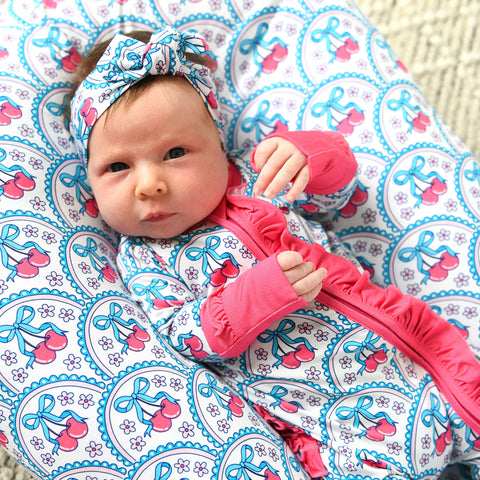 Cherry Ruffle Zip Bamboo Pajama