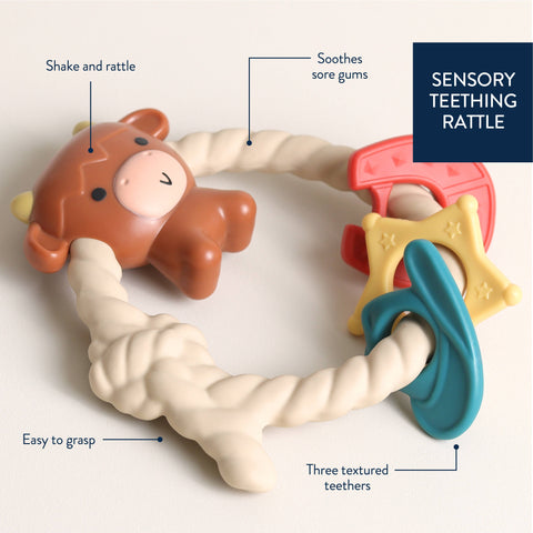 Ritzy Rattle™ & Silicone Teether - Highland Cow