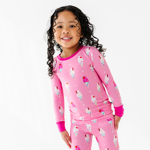 Pink Sundae Funday Bamboo Pajama Set for Kids
