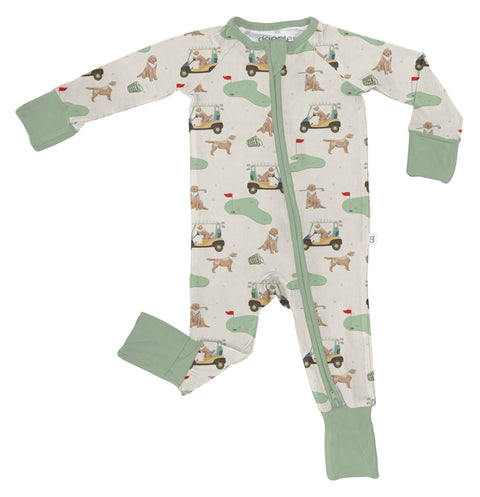 Golf Dog Bamboo Convertible Zip Romper for Babies 