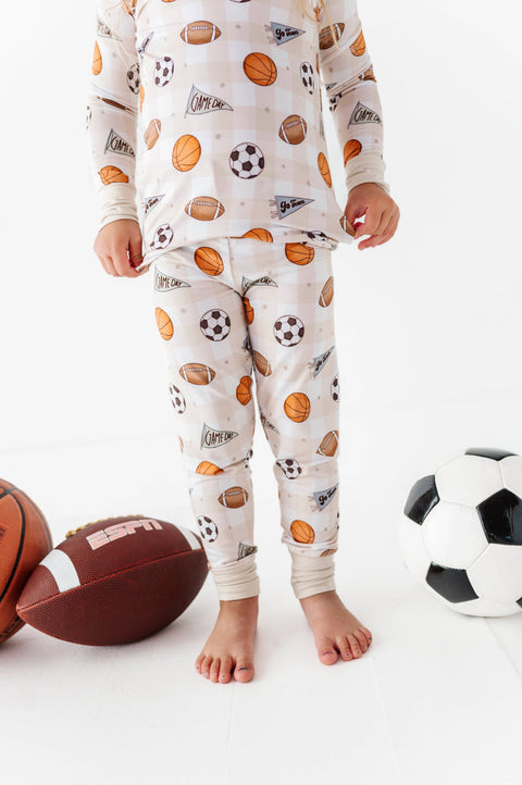 Game Day Gingham Bamboo Pajama Set for Kids