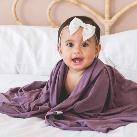 Knit Swaddle Blanket - Plum