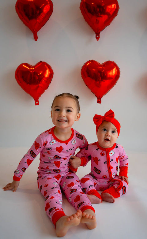 Valentine's Day Love Letters Bamboo Pajama Set for Kids