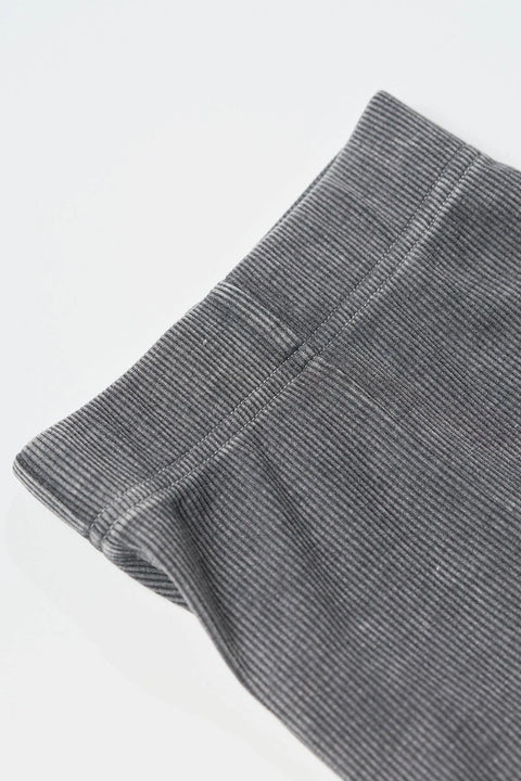 Acid Wash Ribbed Short - Black