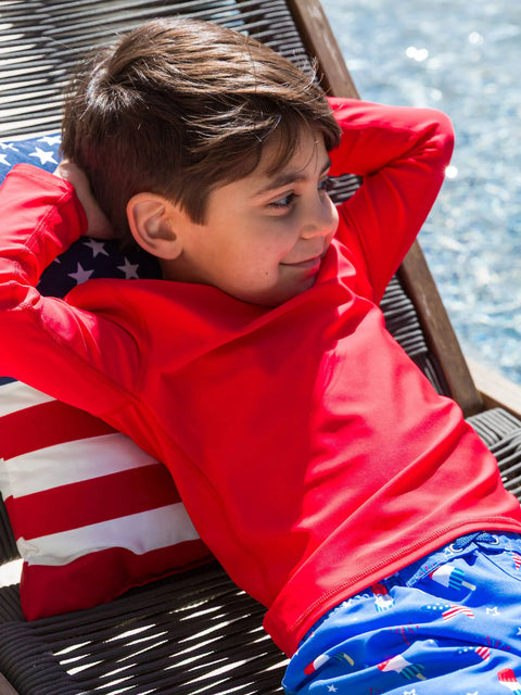 Long Sleeve Rash Guard - Vintage Red