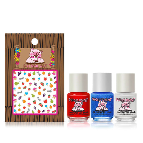 Non-toxic Nail Polish Set for Kids - U.S. of YAY! Red, White & Blue