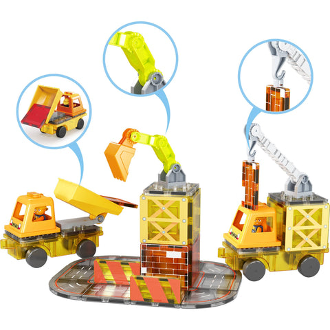 Construction 5-in-1 Magnetic Building Tile Set