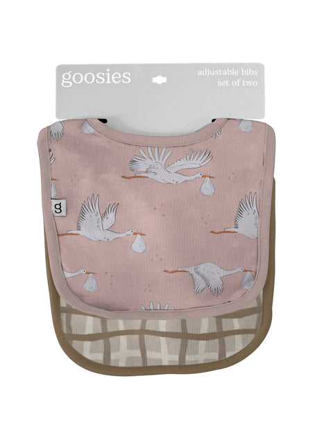 Baby Girl Pink Storks Bib Set