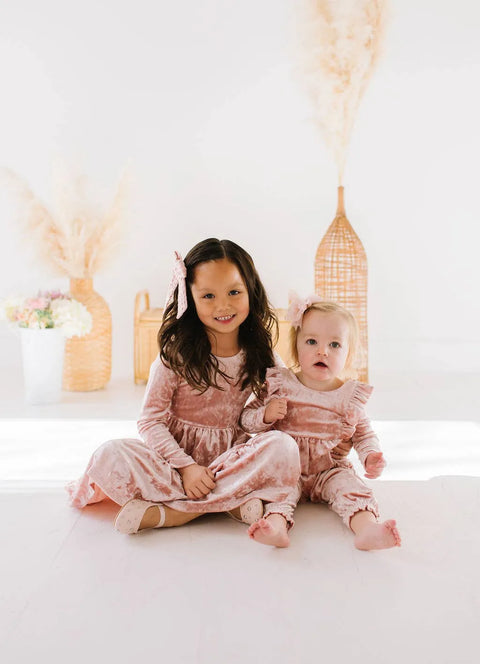 Mabel Bubble Baby Romper in Crushed Blush