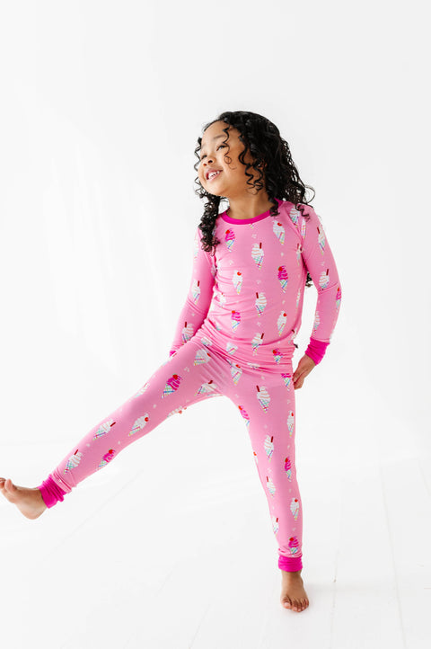 Pink Sundae Funday Bamboo Pajama Set for Kids