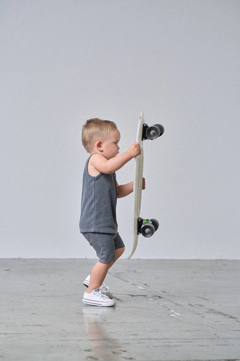 Acid Wash Ribbed Short - Black