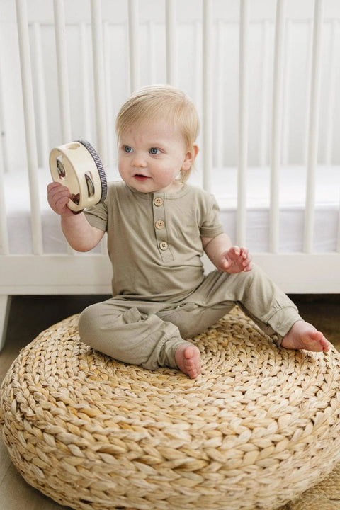 White Bamboo Henley Romper